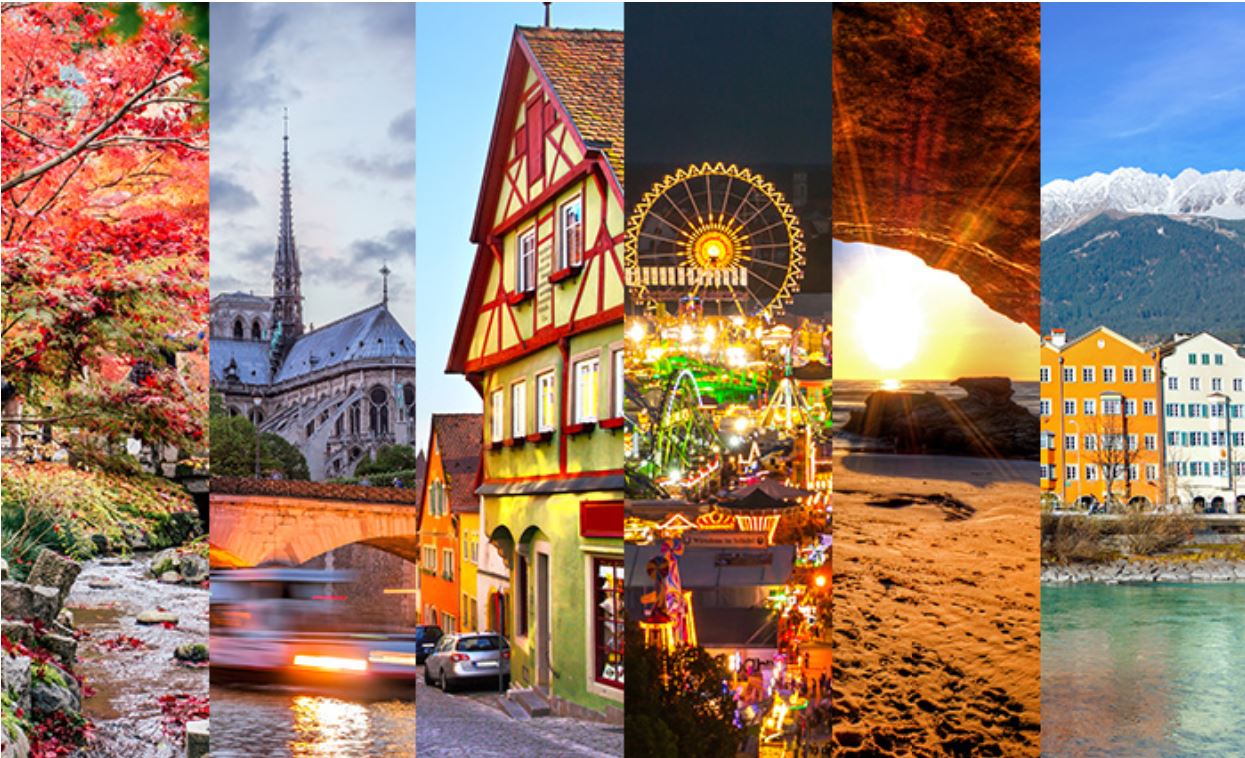 Scenic photos from five different countries
