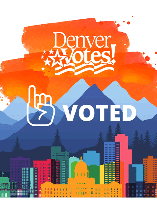 The City of Denver 'I voted' sticker created by UNO alumna