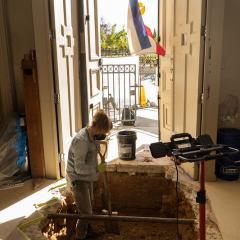 University of New Orleans anthropology professor Ryan Gray and a team excavates a site inside St. Louis Cathedral in New Orleans, the oldest active cathedral in the U.S. 